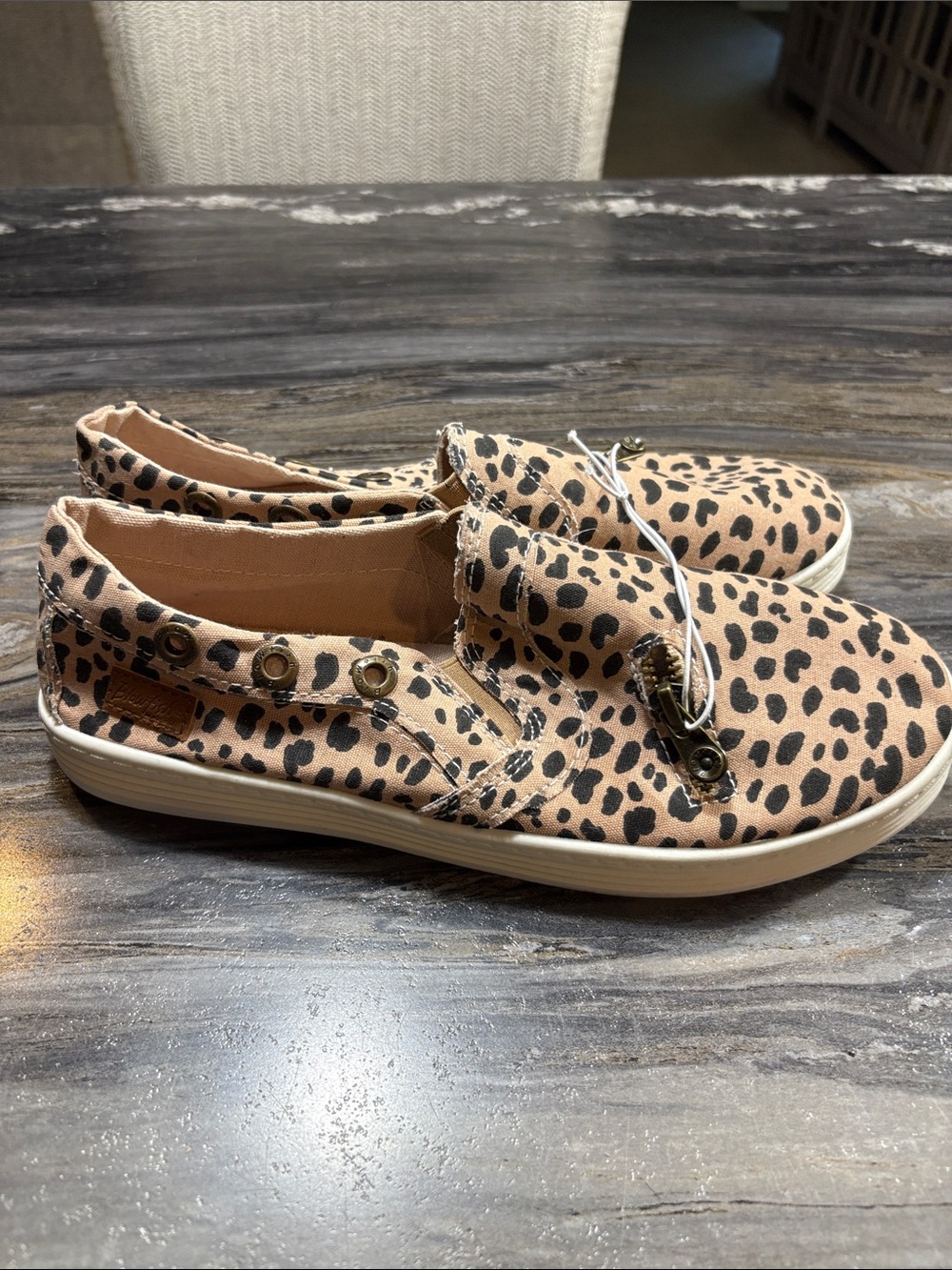 BF Leopard-Print Slip-On Sneakers in Tan and Black